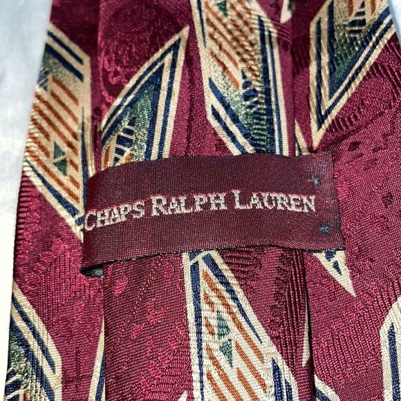Vtg 90s Chaps Ralph Lauren maroon silk tie - Picture 4 of 5